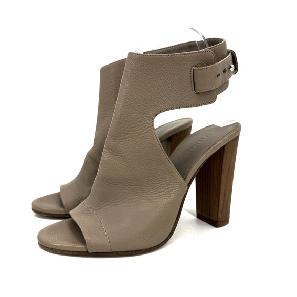 Vince Addie Open Toe Ankle Strap Heel Sandals Taupe Tan Pebbled Leather 7.5 - Picture 10 of 10